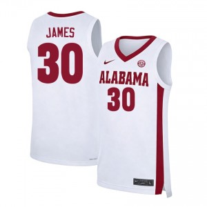 Men's Klark James White Crimson Tide #30 College Basketball Replica Jerseys 414499-155