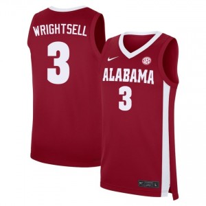 Men's Latrell Wrightsell Crimson Alabama #3 College Basketball Stitched Jerseys 611352-595