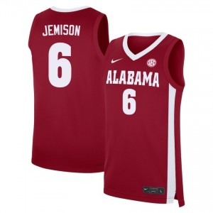 Men's London Jemison Crimson Bama #6 College Basketball Official Jersey 956986-845