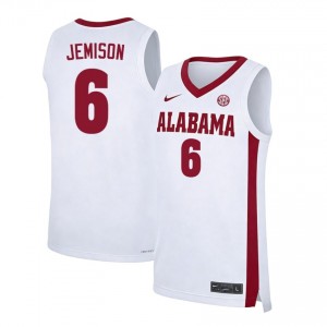 Men's London Jemison White Bama #6 College Basketball Replica Jersey 928790-686