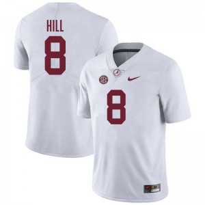 Men's Justin Hill White Alabama Crimson Tide #8 College Football High School Jerseys 212867-466