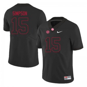 Men's Ty Simpson Black Alabama Crimson Tide #15 College Football Game Jersey 873261-775