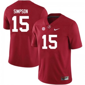 Men's Ty Simpson Crimson Alabama Crimson Tide #15 College Football Embroidery Jersey 203823-685