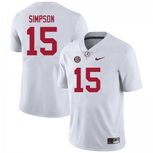 Men's Ty Simpson White Alabama Crimson Tide #15 College Football 2025 Jersey 799503-287