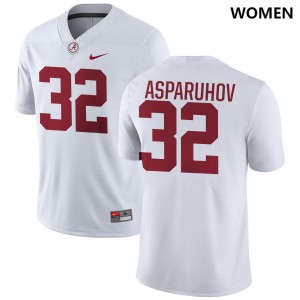 Women's Alex Asparuhov White Alabama Crimson Tide #32 College Football Game Jersey 929967-557