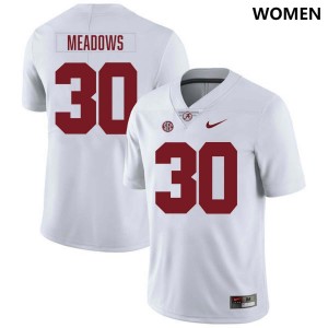 Women's Derek Meadows White Alabama Crimson Tide #30 College Football Player Jerseys 845364-809