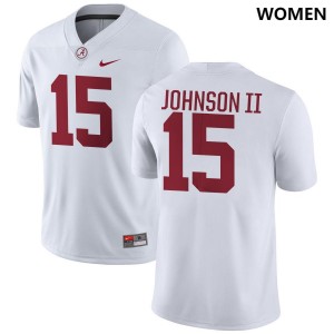 Women's Duke Johnson II White Alabama Crimson Tide #15 College Football 2025 Jersey 841532-135