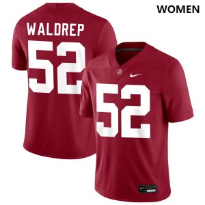 Women's Mal Waldrep Crimson Alabama Crimson Tide #52 College Football Embroidery Jersey 943589-408