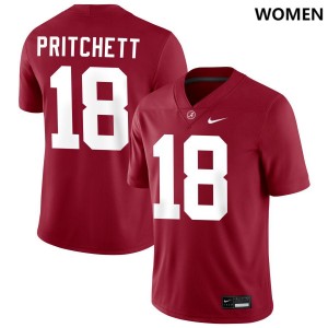 Women's Marshall Pritchett Crimson Alabama Crimson Tide #18 College Football NCAA Jersey 656217-642