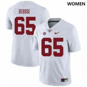 Women's Micah DeBose White Alabama Crimson Tide #65 College Football 2025 Jerseys 215843-808