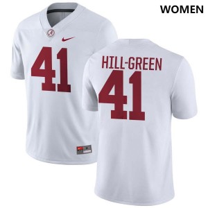 Women's Nikhai Hill-Green White Alabama Crimson Tide #41 College Football Game Jerseys 245134-254
