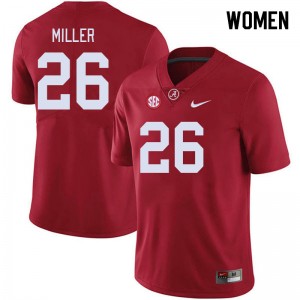 Women's Jam Miller Crimson Alabama Crimson Tide #26 College Football High School Jersey 371439-678