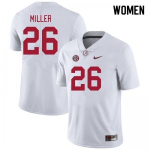 Women's Jam Miller White Alabama Crimson Tide #26 College Football Replica Jerseys 855506-153