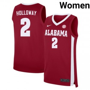 Women's Aden Holloway Crimson Bama #2 College Basketball 2025 Jerseys 567561-912