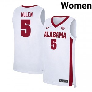 Women's Amari Allen White Crimson Tide #5 College Basketball University Jerseys 339274-309