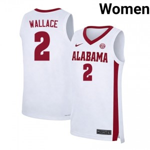 Women's Gerald Wallace White Alabama #2 College Basketball University Jersey 520638-839