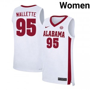 Women's Houston Mallette White Bama #95 College Basketball Game Jerseys 717485-799