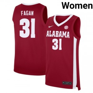 Women's Jack Fagan Crimson Bama #31 College Basketball University Jersey 514625-435