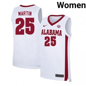 Women's Jacob Martin White University of Alabama #25 College Basketball 2025 Jersey 488374-723