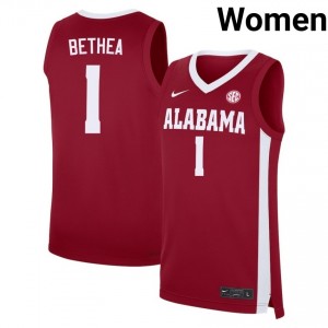 Women's Jalil Bethea Crimson Bama #1 College Basketball University Jerseys 587013-752