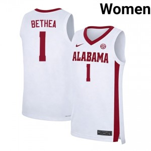 Women's Jalil Bethea White Alabama Crimson Tide #1 College Basketball University Jerseys 180334-445