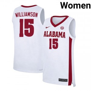 Women's Noah Williamson White Alabama Crimson Tide #15 College Basketball Stitched Jerseys 297330-141