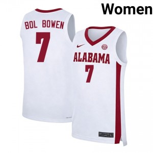 Women's Taylor Bol Bowen White Roll Tide #7 College Basketball NCAA Jersey 982502-268