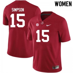 Women's Ty Simpson Crimson Alabama Crimson Tide #15 College Football Embroidery Jerseys 289592-805