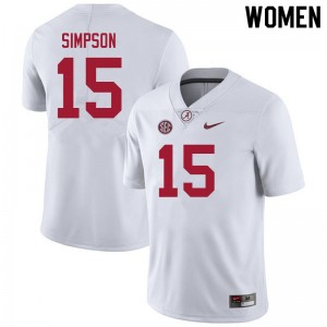 Women's Ty Simpson White Alabama Crimson Tide #15 College Football Player Jersey 886890-525