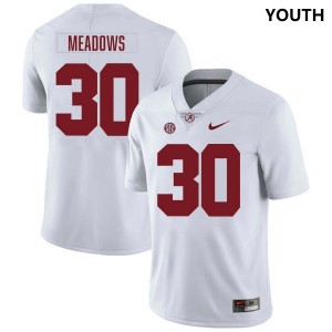 Youth Derek Meadows White Alabama Crimson Tide #30 College Football Stitched Jerseys 392977-992