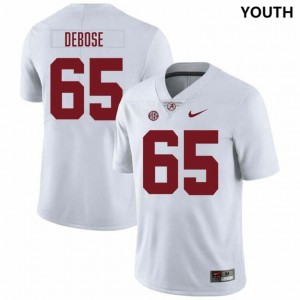 Youth Micah DeBose White Alabama Crimson Tide #65 College Football Replica Jerseys 450349-564