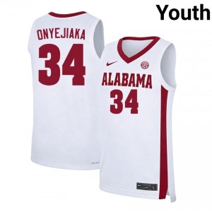 Youth Collins Onyejiaka White Bama #34 College Basketball 2025 Jersey 187392-399