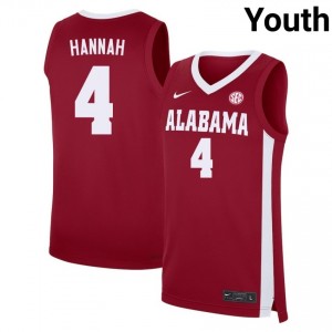 Youth Davion Hannah Crimson Bama #4 College Basketball Official Jersey 602135-528