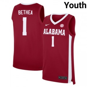 Youth Jalil Bethea Crimson Bama #1 College Basketball Limited Jerseys 844765-129