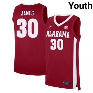 Youth Klark James Crimson Roll Tide #30 College Basketball High School Jersey 986254-485