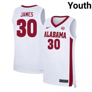 Youth Klark James White The Tide #30 College Basketball 2025-26 Jersey 139528-146