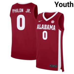 Youth Labaron Philon Jr. Crimson Bama #0 College Basketball 2025 Jersey 925147-370