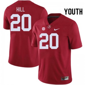 Youth Daniel Hill Crimson Alabama Crimson Tide #20 College Football 2025-26 Jersey 744099-710