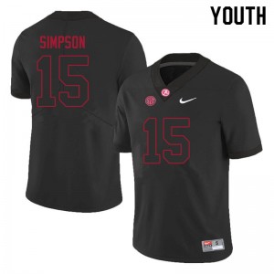 Youth Ty Simpson Black Alabama Crimson Tide #15 College Football Player Jersey 135405-568