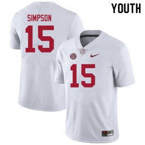 Youth Ty Simpson White Alabama Crimson Tide #15 College Football Official Jersey 447840-991