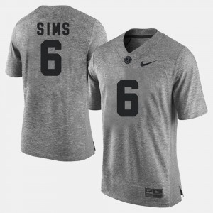Men's Blake Sims Gray Alabama Crimson Tide #6 Gridiron Gray Limited Gridiron Limited Jersey 278156-694