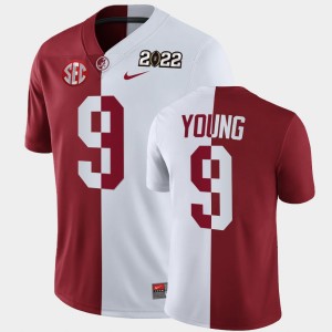 Men's Bryce Young Crimson White Alabama Crimson Tide #9 College Football 2022 National Championship Split Edition Jersey 414094-639