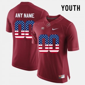 Youth Custom Crimson Alabama Crimson Tide #00 US Flag Fashion Replica Jersey 603318-501