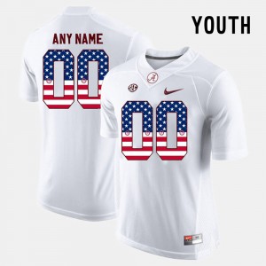 Youth Custom White Alabama Crimson Tide #00 US Flag Fashion Game Jersey 368828-213