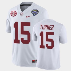 Men's Dallas Turner White Alabama Crimson Tide #15 2021 Cotton Bowl Game Jersey 786543-800