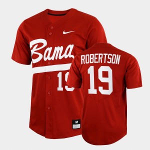 Men's David Robertson Crimson Alabama Crimson Tide #19 College Baseball Full-Button Jersey 409835-692