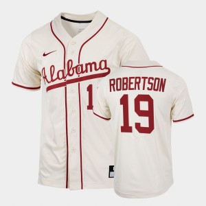 Men's David Robertson Natural Alabama Crimson Tide #19 College Baseball Replica Jersey 744474-572