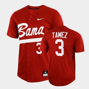 Men's Dominic Tamez Crimson Alabama Crimson Tide #3 College Baseball 2022 Full-Button Jerseys 497033-601