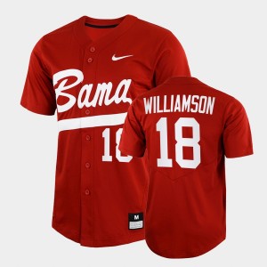 Men's Drew Williamson Crimson Alabama Crimson Tide #18 College Baseball 2022 Full-Button Jerseys 235588-252