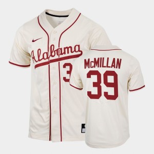 Men's Garrett McMillan Natural Alabama Crimson Tide #39 College Baseball 2022 Replica Jersey 977000-237